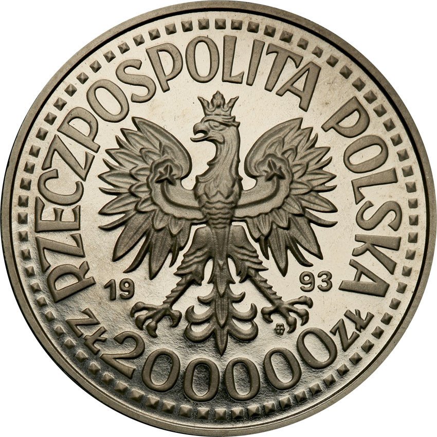 III RP. PRÓBA Nikiel 200.000 złotych 1993 Jagiellończyk